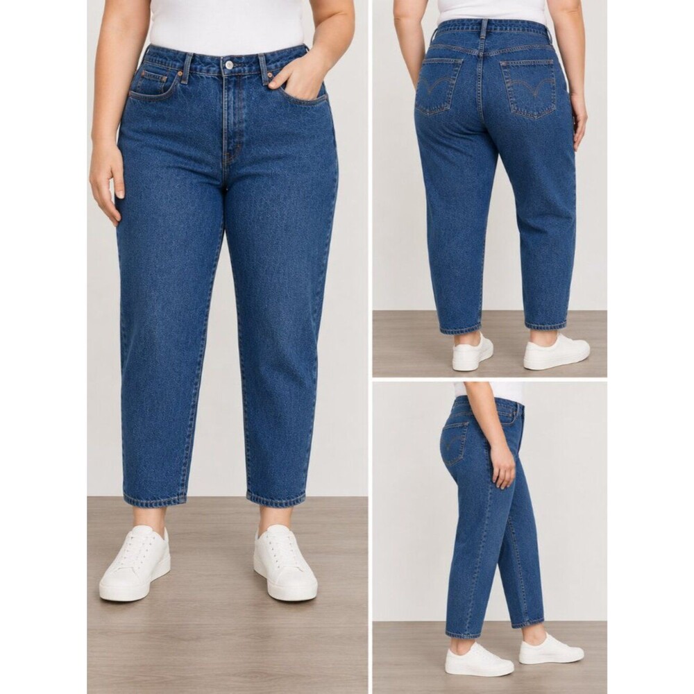 Levi's Premium Ribcage Straight Ankle Jeans Women Blue High Rise Size 18 XS